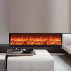 Caminetto Elettrico Moderno da Parete con Simulazione 3D Fiamma a 7 Colori, Stile Europeo, con Supporto TV Integrato - Product Image 3