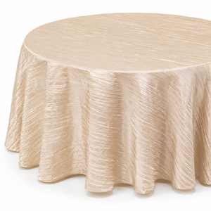 Round Crinkle Taffeta <b>Tablecloth</b> Floor Length Polyester Event Table Linen for Rental Companies and Banquets - Product Image 1