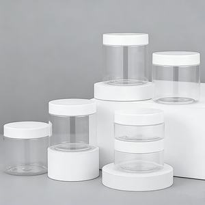Pots cosmétiques vides transparents en PET à large ouverture de 2oz, 4oz, 6oz, 8oz, 16oz, 150ml, 200ml, 30g, pour aliments sucrés et crèmes, avec couvercles - Product Image 1