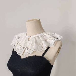 थोक सफेद शिफॉन कढ़ाई गर्दन डिजाइन कॉलर महिला फीता कॉलर सजावट कॉलर - Product Image 5