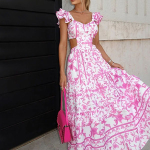 Vestido Elegante de Verano para Mujer, Estilo Bohemio, Estampado Floral, Falda Línea A con Cintura Alta, Sin Mangas, Estilo Casual, Falda de Playa - Product Image 3