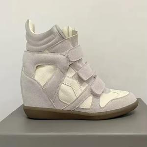 Zapatos deportivos de alta calidad para mujer, con plataforma y tacón de cuña, botas de nieve de cuero genuino, zapatos casuales de algodón de caña alta. - Product Image 6