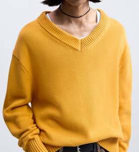 Suéter de punto con cuello en V suelto informal personalizado, suéter de algodón de manga larga para hombre, suéter de alta calidad - Product Image 5