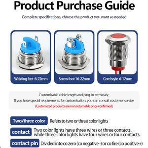 IP67 6mm 8mm 10mm 12mm <span class=keywords><strong>14mm</strong></span> 16mm 19mm 22mm 25mm kim loại thí điểm tín hiệu đèn điện chỉ số ánh sáng với 12V <span class=keywords><strong>24V</strong></span> 220V - Product Image 6