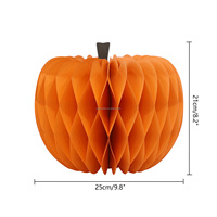 Lanterne citrouille en papier 3D nid d'abeille, centre de table pour fête d'Halloween, écologique, avec aimant, décor pliable, vente en gros