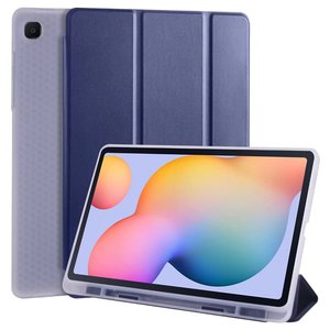 Étui pour <span class=keywords><strong>tablette</strong></span> avec porte-crayon pour <span class=keywords><strong>Samsung</strong></span> Galaxy Tab <span class=keywords><strong>S6</strong></span> <span class=keywords><strong>Lite</strong></span> 10.4 pouces P610 P615 étui en polyuréthane à trois volets coque arrière transparente en TPU - Product Image 1