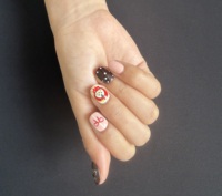Faux ongles carrés courts à pois, motif pingouin marron peint à la main, en gel, faits à la main, réutilisables, ajustement personnalisé
