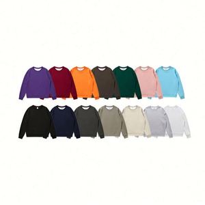 H5407 New Arrivals Wholesale Custom 380g Cotton Blends Solid Color Crewneck Sweatshirts Women Men Sweatshirts - Product Image 2
