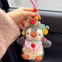 Pendentif en peluche Pingouin Shy Peanut, ornements de sac, figurine en peluche courte semi-fait main, style dessin animé mignon, embellissements pour vêtements et sacs