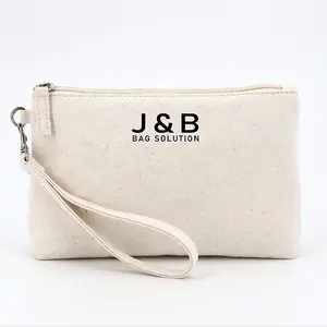 Cotton canvas cosmetic bag makeup zipper pouch with handle logo customized gift bag promotional small bag