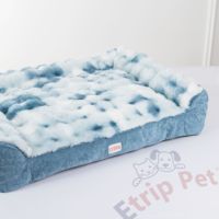 Etrip Pet Wholesale Lit pour chien rectangulaire, mignon, écologique, en mousse à mémoire de forme et velours côtelé, uni, luxueux, moderne, respirant et lavable