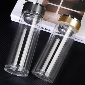 Vaso de Vidrio de Doble Pared, Forma Recta, con Tapa, Resistente a Altas Temperaturas, Anti-Escaldaduras, para Té y Agua - Product Image 2