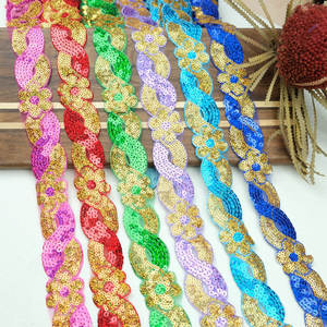 Tissu de dentelle bon marché 4cm accessoire de vêtement à faire soi-même dentelle d'<span class=keywords><strong>organza</strong></span> de maille de fleur pour le costume Dancewear tissu de couture de garnitures pailletées de paillettes - Product Image 3