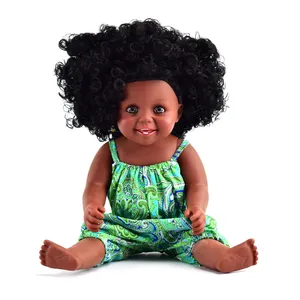 非洲非洲18英寸乙烯基逼真黑皮肤女孩玩具娃娃