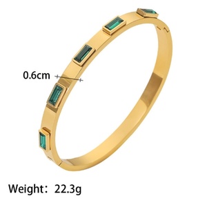18K Gold Plating European High-End Ins Open Titanium Steel Cuff <b>Bracelet</b> Stainless Steel Zircon Hand Jewelry Fashion - Product Image 5