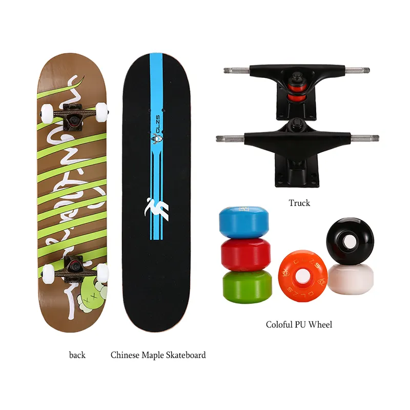 Eco-friendly Maple Deck Maple Skateboardgood Qualidade Sketbord Skate Maple Board, peças de skate 7042 Preto Rebolo