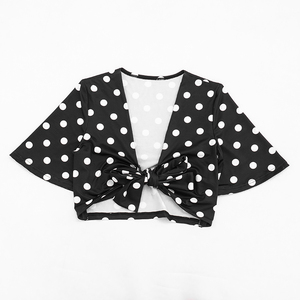 Viviblook D26TP120 Top corto ajustado con estampado de lunares y manga corta para mujer, novedad de verano, Sexy, para mujer - Product Image 4