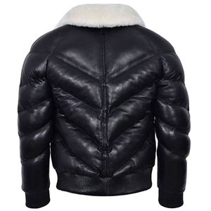 Veste matelassée en cuir véritable et velours côtelé pour homme, vente chaude, fermeture éclair, personnalisable, rembourrée, pour l'hiver, vêtements d'extérieur, 2026 - Product Image 3