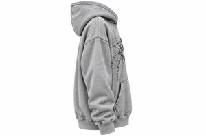 Sudadera con Capucha para Hombre, Color Gris, con Estampado de Araña, Estilo Casual, de Forro Polar, con Bolsillo Delantero, Corte Holgado - Product Image 2