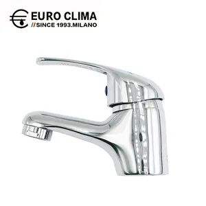 EURO CLIMA Cuerpo de aleación de zinc Grifo de lavabo con mango de celebridad de plástico Grifo de lavabo de prensaestopas de acero inoxidable