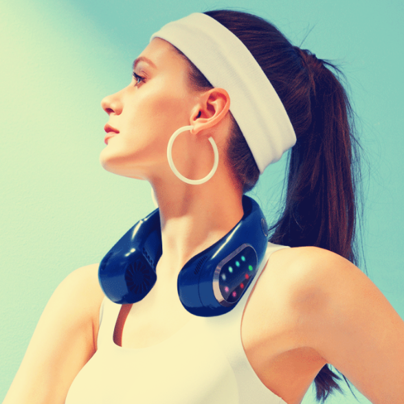 Wearable 4000mah Neck Fans Portable Rechargeable Battery Operated Metal Cooling Plates Neck Lightweight Strong Usb Fan