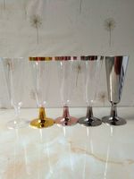 Gobelet à usage unique en plastique, verre à vin en plastique de fête, à Champagne, de couleur or Rose ou rouge, gobelet à Dessert, pièces