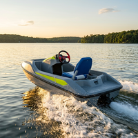 Produit phare : Embarcation aquatique grise et bleue avec siège, type Go-kart aquatique, Jet ski, Bateau, Moteur hors-bord, Karting, Bateau rapide