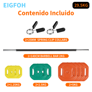 Juego de Barras de Pesas de 30 kg con Revestimiento de PVC Ecológico, Color Hormigón, en Stock en España, para Entrenamiento Físico en Casa o Gimnasio - Product Image 4