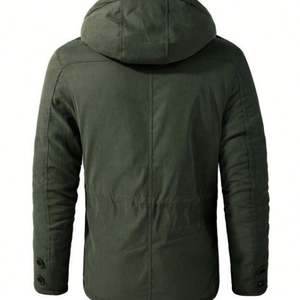 Veste en polaire d'hiver en gros pour hommes, à manches longues, avec fermeture éclair, décontractée, chaude, épaisse, unie, à capuche - Product Image 4