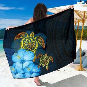 Guam-Sarong con estampado polinesiano <span class=keywords><strong>de</strong></span> tortuga hibisco para mujer, pareo para playa, falda larga, Bikini, bufanda <span class=keywords><strong>de</strong></span> gasa para traje <span class=keywords><strong>de</strong></span> baño - Product Image 4
