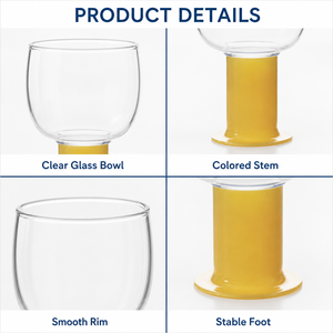 Bicchiere in Vetro Borosilicato Trasparente con Stelo Colorato, Riutilizzabile per Casa, Ristorante, Feste, Bar, Caffè, Succhi, Cocktail, Regalo - Product Image 5