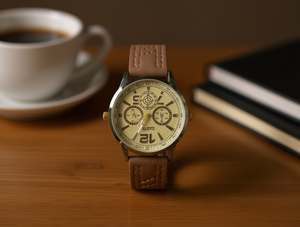 Orologio Cronografo da Uomo in Pelle con Cassa in Acciaio Inossidabile e Quadrante Rotondo, Accessorio di Moda - Product Image 2