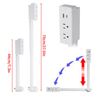 Multiprise électrique rotative 22 pouces à 2 prises US/UK et 2 ports de charge USB en matériau PC pour canapés – Nouveauté 2025, vente chaude