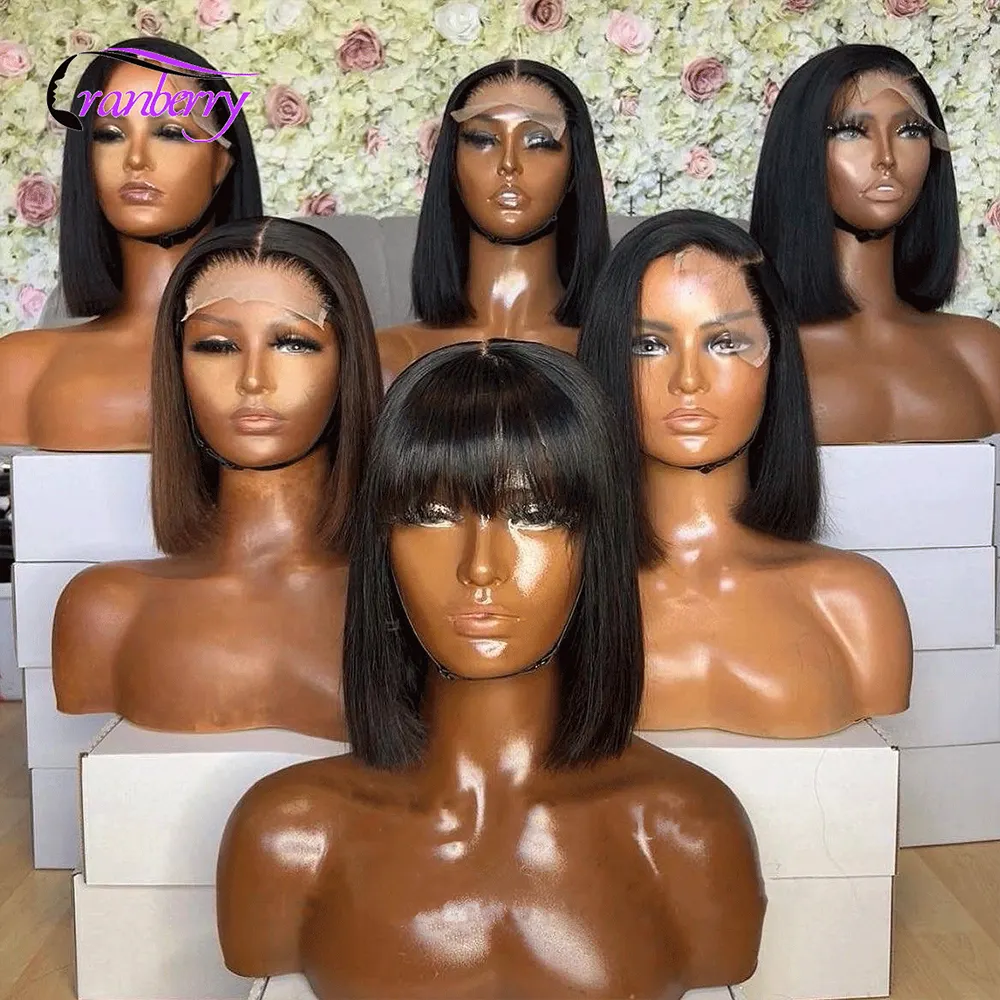 Cheap Short Wigs Raw Peruvian Bob Wig,Bob Wigs Brazilian Human Hair Lace Front,4*4 13*4 8-14 Inch Glueless Bob Wigs With Bangs