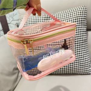 Sac de Jeu Personnalisé Grande Capacité Mahjong Pouch Cosmétique Sac rose Voyage Transparent clair Make up Toiletry Tile Mahjong Bag - Product Image 4