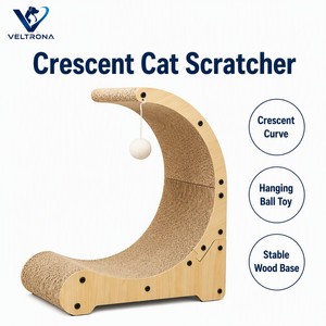 Mondförmiges Verstellbares Langlebiges Katzen-Kratzbrett aus Pappe mit Modernem Design 2-in-1 Bett und Hängebälle für Katzen - Product Image 5