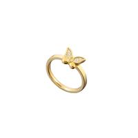 Bague Papillon en Acier Inoxydable avec Micro-Pavé de Zircon Cubique 7x9mm pour Femme – Vente en Gros – En Stock