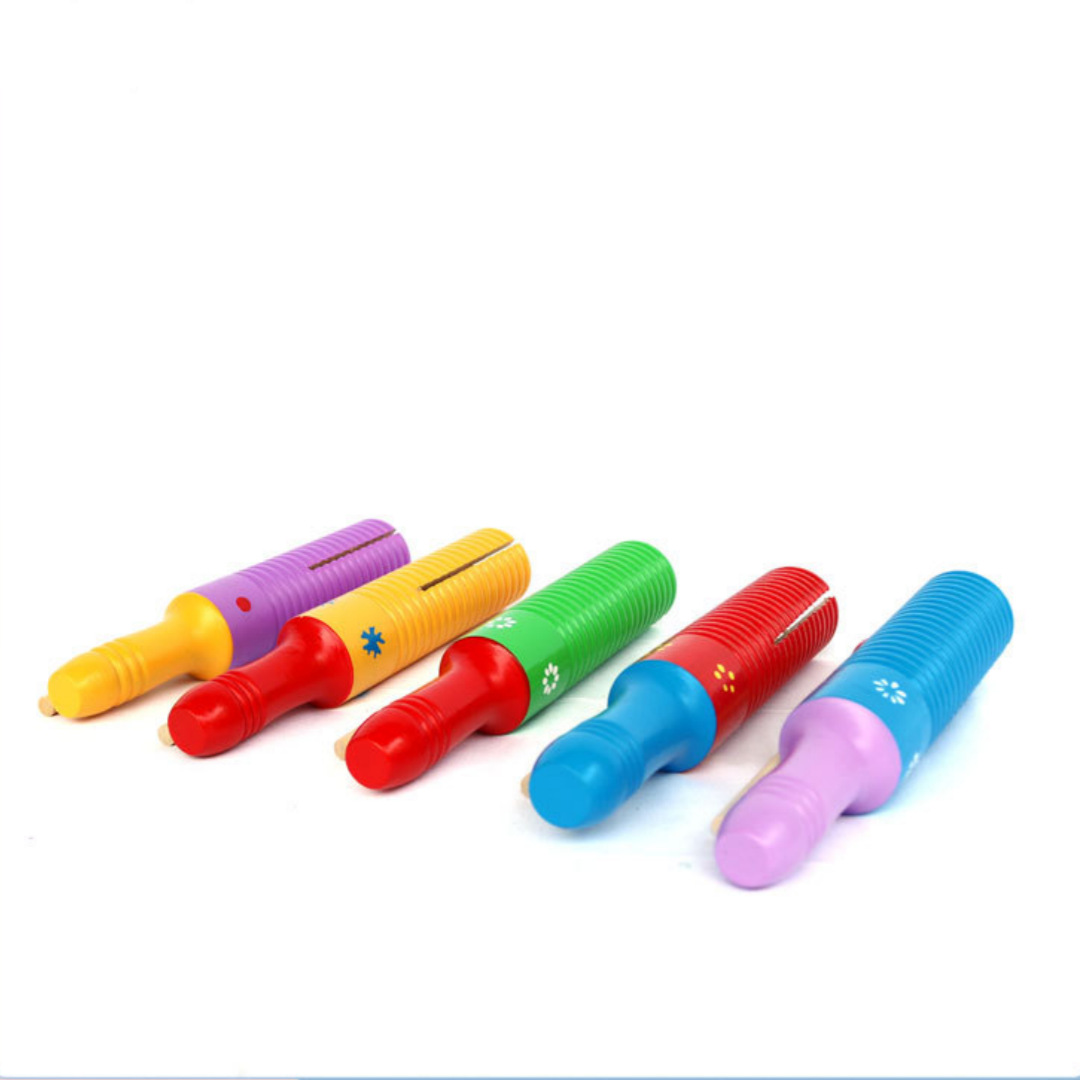 Colorful Single Sound Tube Orff Percussion Instrument with Frog Sound Music Teaching Aid and Groove Drum