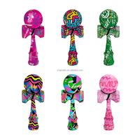 Juguete de Madera Premium Europeo, Diseño Original Personalizado de Fábrica, Kendama de Madera de Haya con Rayas Horizontales Japonesas