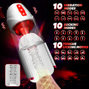 Best-selling Cross-Border Tongue-Licking Airplane Cup Electric Fully Automatic <b>Vibrating</b> Sucking Male Masturbator Adult Sex Toy - Product Image 2
