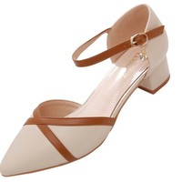 Sandales d'été à talon épais (3-6 cm) JR Ode Joy 666 pour femme, à bout fermé, avec bride de cheville et fermeture à boucle en similicuir
