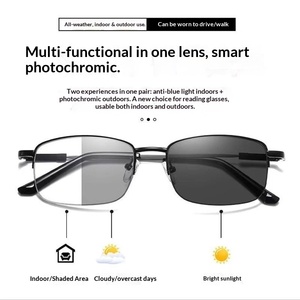 Lunettes de lecture <span class=keywords><strong>progressives</strong></span> multifocales intelligentes à zoom intelligent, à changement de couleur, carrées, en titane, avec mémoire, anti-lumière bleue, verres gris - Product Image 3