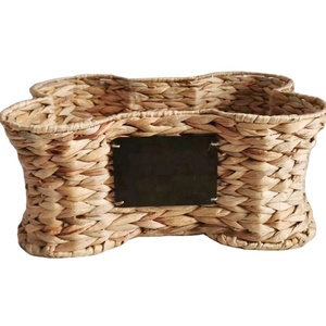 X-Bone Shape Woven Water Hyacinth Pet /Dog Toy Collection Storage Basket