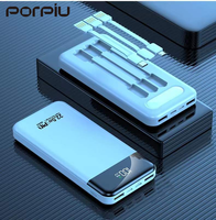 Chargeur Super Rapide PD22.5W, Batterie Externe Portable de 10000 mAh à Haute Capacité avec Câble Intégré, Lumières LED, Micro USB, Batterie Li-Polymère