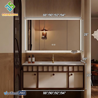 Ensemble de meubles de salle de bain modernes en bois massif OEM avec miroir mural, égouttoir en cuivre, étanche et écologique pour chambre et salle à manger