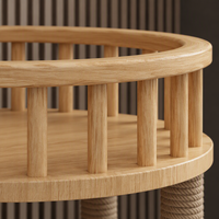 Torre para Gatos de Madera de 2 Niveles Kate Paradise B Circular con Barandillas Completas y 5 Postes de Sisal para Rascar, 43x43x10cm