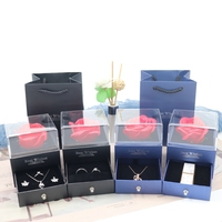 Fleur Valentine Acrylique Roses Éternelles Bijoux Coffret Cadeau stock Préservé Vraies Rose Fleurs Avec Boîte À Bijoux