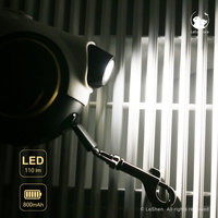 Laisse pour animaux de compagnie avec lampe torche LED, motif réfléchissant uni, design tendance, rétractable, ruban en nylon de 13 pieds pour chiens avec rubans