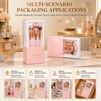 Boîte cosmétique personnalisée avec fenêtre transparente en PET, étui en papier, plateau blister, boîte écologique recyclable pour ensemble de pinceaux de maquillage