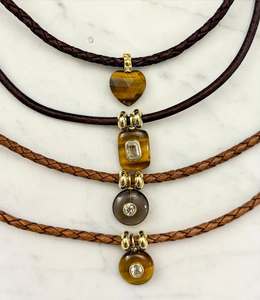 Leather Cord <strong>Necklace</strong> with Gemstone Charm for Women Layering <strong>Necklace</strong> <strong>Boho</strong> Style Natural Stone Pendant Jewelry Fashion Jewelry - Product Image 5